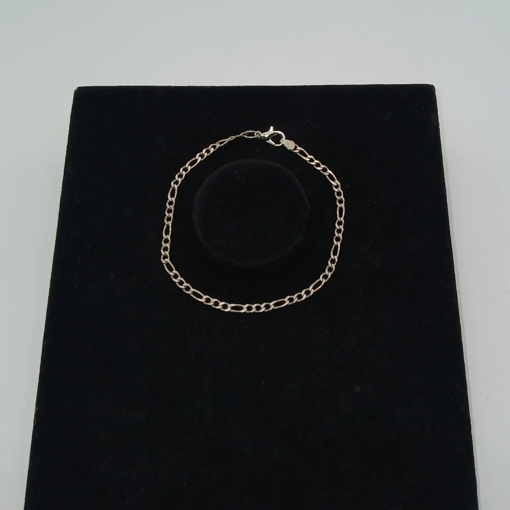 Sterling Silver Figaro Bracelet Size 8 3.2mm​​